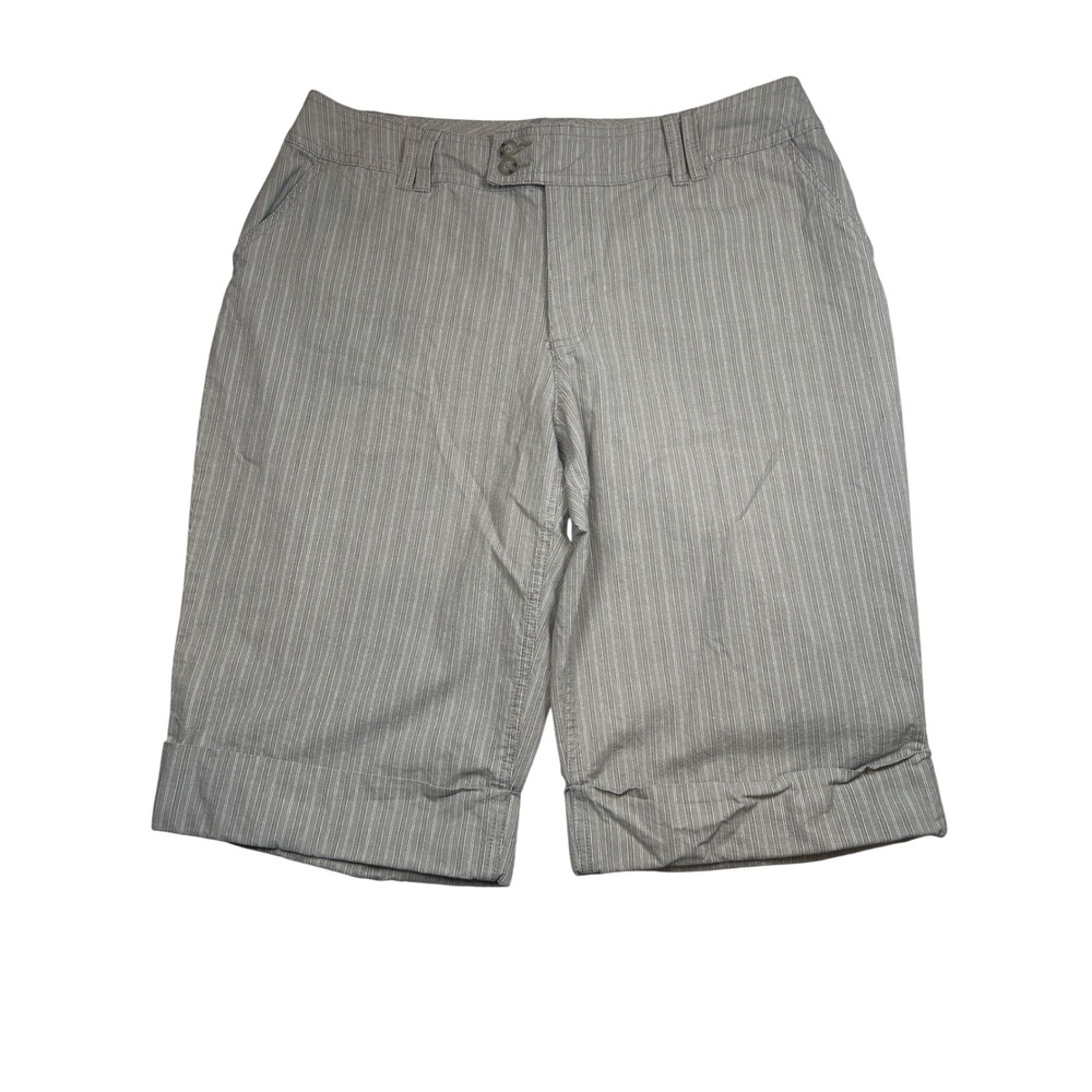 ana A New Approach Tan Pinstripe Bermuda Shorts Womens 16 Cuffed Stretch Cotton